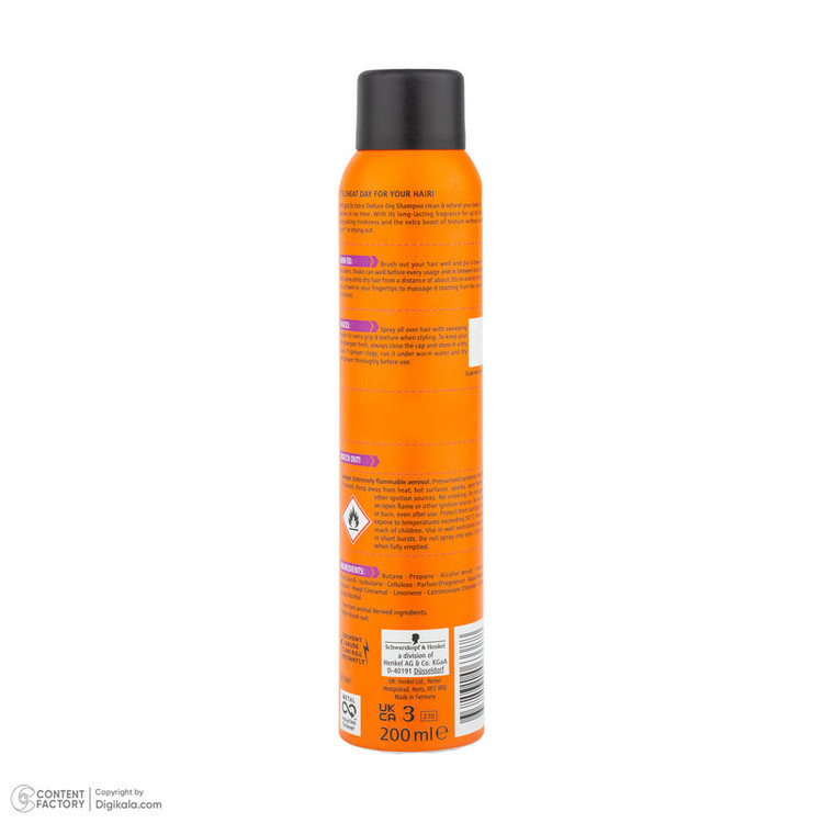 اسپری شامپو خشک شوآرزکوف مدل Extra Texture got2b مناسب برای انواع مو حجم 200 میلی لیتر