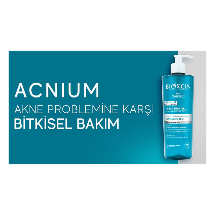 ژل شستوشوی صورت بیوکسین مدل Acnium مناسب برای پوست چرب و مختلط حجم 500 میلیلیتر