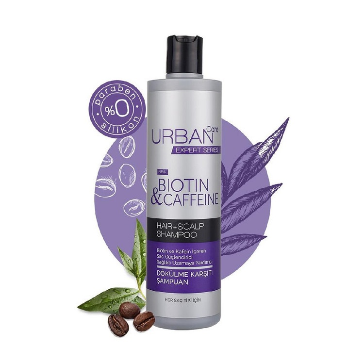 شامپو ضد ریزش مو اربن کر مدل biotin amp caffeine حجم 350 میلی لیتر