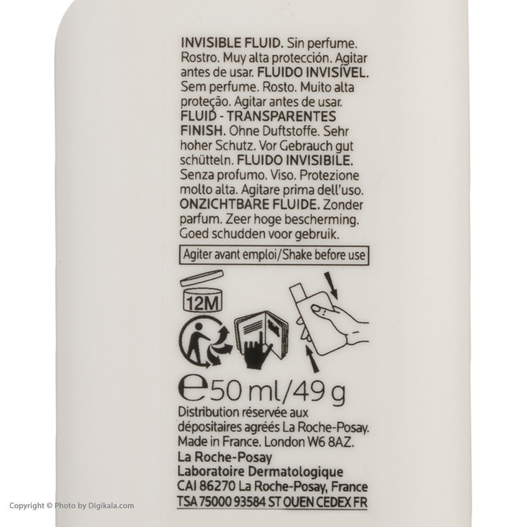 فلوئید ضدآفتاب بیرنگ لاروش پوزای +SPF50 مدل UVMune400 مناسب انواع پوست، حجم 50 میلیلیتر
